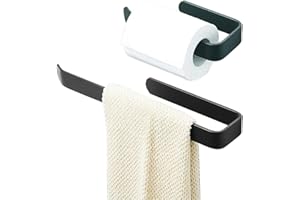 AIFUSI 2 sztuki wieszaków na ręczniki łazienkowe, czarne, 19 cm/32,5 cm, prysznic, wieszak na ręczniki, szafka pod umywalkę, szafka pod umywalkę, montaż na korpusie [nie wymaga wiercenia]