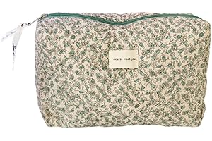 GSENHUI Podróżna, pikowana kosmetyczka dla kobiet, kosmetyczka z kwiatowym wzorem, torebka na kosmetyki dla dzieci, dziewcząt i mężczyzn, D