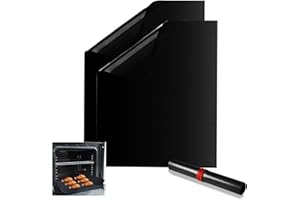 KITCHENRAKU KR Juego de 2 Forros de Teflón de 32 x 50 cm para Horno, Antiadherentes y Resistentes, Adecuados para Parrillas y Estufas