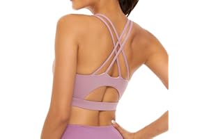 Oufusilk Reggiseno Senza Ferretto, Reggiseno Sportivo Bralette Donna Reggiseno Yoga Reggiseni Push Up con Imbottito Removibile Fitness Top Cinghie Incrociate