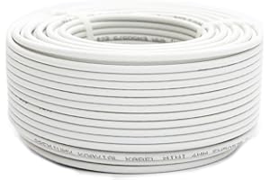 PREMIUM X PremiumX Cable satelital Mini coaxial de 50m en Blanco - Extra Delgado con un diámetro de 4 mm - Doble blindaje para satélite | Cable | DVB-T - Compatible con Ultra HD 4K y 3D