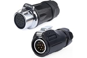 CNLINKO LP-20 12 PIN Waterproof Connector, IP68 Circular Connector, Quick Plugging Aviation Connector, PBT Plastic Shell Solder Connector, Marine Industry Connector Male Plug Inline Plug-In (12 PIN)