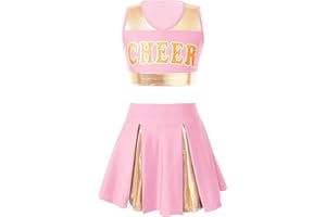 Manyakai Mädchen Cheer Leader Outfit Kinder Ärmellos Crop Top Mit Faltenrock Cheerleading Karneval Fasching Party Halloween Set Wett­be­werb Kleidung