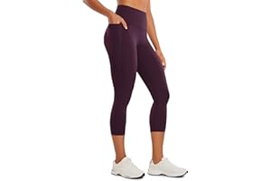 CRZ YOGA Butterlux damskie legginsy treningowe Capri z kieszeniami 53 cm - Wysoka talia sportowe spodnie do jogi