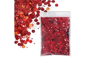 SHUOHONG 100g Purpurina Cara Festival, 3 Tamaños Mezclados Glitter Maquillaje, Brillantes para la Cara, Purpurina Pelo, Brillo Uñas para Manualidades Brillante Decoración Festival (Rojo Intenso)