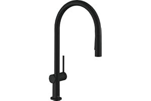 hansgrohe Talis M54 - bateria kuchenna z wyciąganą wylewką, 2 strumieniowa, kran kuchenny z wysokością wylewki 210 mm, jednouchwytowa armatura kuchenna, czarny matowy, 72800670