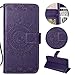 Produktbild Sycode Hülle für iPhone 6S 4.7",Ledertasche für iPhone 6 4.7",Totem Blumen Lila PU Leder Brieftasche für iPhone 6S 4.7"/6 4.7"-Lila