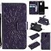 Produktbild Anlike Sonnenblume Prägung Motorola Moto G4 Play, Brieftasche Schutzhülle PU Leder Flip Hülle Wallet Case Tasche Cover Handytasche Schutzhülle Handy Zubehör Lederhülle Handyhülle mit Bookstyle mit Standfunktion Kredit Kartenfach - lila