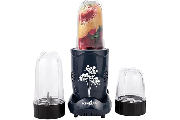 Kenstar Nutrino Mixer Grinder Blender | 3 Jar 350W | High Power Motor Juicer | Blender and Mixer | Durable ABS Body | Blue & Black