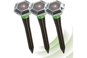 ISOTRONIC® Solar Ahuyentador de Topos, Efectivas Vibraciones por ultrasonido contra ratón, Rata, Hormiga, topillo, Serpiente - Repelente de Alta frecuencia para Exteriores - Paquete de 3 Piezas