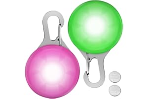 Faburo Lot de 2 pendentifs lumineux pour chien, lumière clignotante, cartable, lumière clignotante colorée pour chien avec 3 modes clignotants pour chiens, enfants, joggeurs, campeurs, remorque