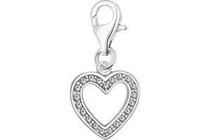Quiges 925 Sterling Silver Hearts Clip On Lobster Clasp Charm Pendant