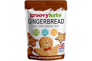 Groovy Keto Gingerbread Mix Sugar Free | Low Carb | Keto Friendly | Only 1.2g Net Carbs Per cookie | Keto Baking Mix, Diabetic Friendly - 255g Pouch