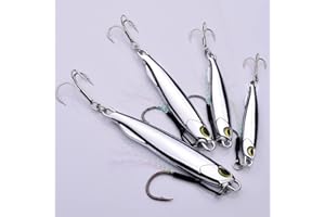 OriGlam 5pcs Sea Fishing Lure Jigging Spoons, Metal Sea Spinner Lure Fishing Tackle Set, Jigging Lures Metal Jigs Jigs Spoon Jig Lures for Bass Tuna Pike Salmon Trout