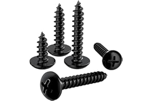 AMDONALO Black Self Tapping Screws Assortment Kit, M4 x 8/12/16/20/30mm, Carbon Steel Mushroom Head Wood Screws (50 Pcs)