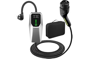 Chargeur AWESAFE EV Type 2 Câble de Charge 8M 6/8/10/13/16A Unités de Charge de Voiture électrique réglables avec écran numérique IP65 étanche (IEC 62196-2 Type 2 Femelle)