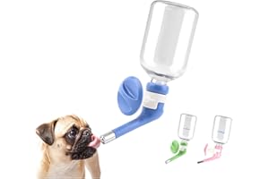 Andiker No-Drip Pet Water Dispenser,Dog Kennel Cage Water Bottle Drinker Kettle for Pets can be Raised and Lowered Drinking Water Feeding Water (Pink)