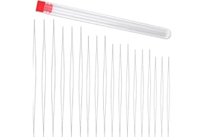 REOVIN Aiguilles à perler 18pcs, aiguilles à perler Big Eye, 6 tailles, aiguilles à coudre en acier inoxydable pour broderie, aiguilles à perler avec bouteille d'aiguille