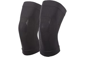 YELOUMISS Genouillère Sport Genouillère Rotulienne et Ligamentaire Genouillère Arthrose Genou Compression Respirant Pour Récupération Après une Blessure, Sport, Course à Pied, Unisexe 2 pièces (L, noir)
