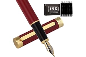 Zalantan Fountain pen,Luxury pen,Nice pen gift pure copper heavy feel Office Executive Pen Smooth Writing Pens for Men Funcy Pens with Gift Case 10 black cartridges medium nib