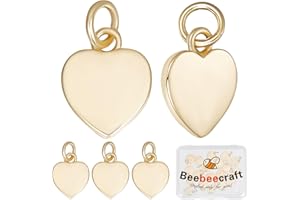 Beebeecraft 1 Box 20Pcs Heart Charms Love Hearts Shaped Valentine's Day Dangle Charms Pendants with Jump Rings for Necklaces Earrings Jewelry Making DIY Crafts