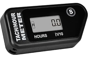 NInE-ROnG Contagiri Digitale LCD Contagiri Induttivo Display Contaore RPM Max Impermeabile per La Maggior Parte Dei Motori A Gas Marine ATV Generatore Trattore Prato Moto (nero)