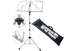 Keepdrum Pupitre à partitions argentée avec sac de rangement Argenté métallisé