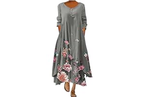 NNGOTD Robe Ceremonie Femme Col V Midi Robe Taille Haute À Imprimé Floral Cocktail Party Manches Longues Robe De Soirée pour Mariage Robe Coktail Blanc