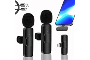 ZVO 2 x Lavalier Mikrofon Wireless für i Phone iP ad, Lavalier Mikrofon für Smartphone, Mini Mikrofonen kabelloses Plug-Play für YouTube Facebook Livestream TikTok Vlog (Keine App und Bluetooth)