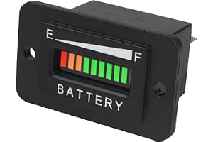 RileyFine LED batterikapacitetsmätare, blybatterispänningsindikator för laddning och urladdning, batteritestare med larmfunktion, tillämplig på golfbil gräsklippare gaffeltruck RV (48V)