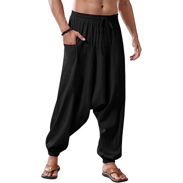 Pantaloni Harem Uomo | Comodi E Elasticizzati In Vita - Per Casa, Yoga E Casual - Foto 14