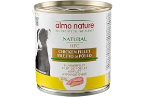 almo nature Comida Húmeda para Perros Natural de Pollo (12 latas x 280 g). Alimento para Perros Monoproteíco Enlatado HFC Cuisine. Snack Complementario sin Gluten.
