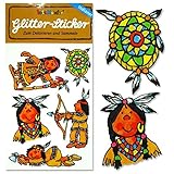 * Indianer * Glitter-Sticker / Glitzer-Sticker von Lutz Mauder // Sticker Glitter Tattoo Glittersticker Kinder Kindergeburtstag Geburtstag Mitgebsel Geschenk Basteln Aufkleber Amerika