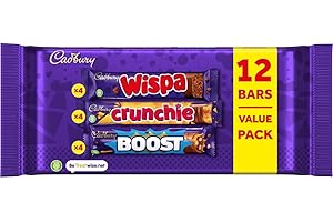 Cadbury Chocolate Bars Value Pack, Includes 4 x Boost's, 4 x Crunchie's & 4 x Wispa's, 12 Bars (Pack of 1)