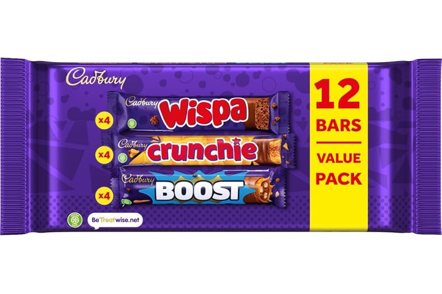 Cadbury Mixed Chocolate Bar Value Pack, 4 x Wispa, 4 x Crunchie & 4 x Boost Bar Multipack 347.2 g Total (Pack of 1)
