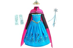 Lito Angels Prinzessin Elsa Krönung Kostüm Kleid für Kinder Mädchen, Schneekönigin Krönungskleid mit Umhang Cape, Weihnachten Halloween Karneval Party Verkleidung