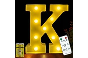 HONPHIER® Letter Lights Decorative LED Alphabet Lights Remote Control Marquee Decoration Light Up Sign Battery Operated for Birthday Party Wedding Receptions Holiday Bar Home Bedroom Bath Decor (K)