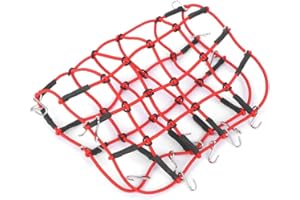 Tiiyee Filet à Bagages RC, Simulation Caoutchouc Filets Décoratif Crawler Voiture Net Bagage avec Crochets 1/8 1/10 Stockage Galerie Toit Extensible Outil Réservoir Accessoires Universels Rouge