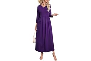 Enmain Vestido Mujer Manga Larga Elegante Invierno Cómodo con Bolsillos Vestido Largo Mujer Casual Largo Talla Grande Elástico