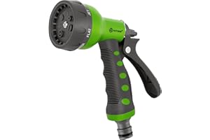 AUTOMAN Hose Pipe Spray Gun, 7 Patterns Garden Hose Spray Gun, High Pressure Hose Nozzle, Anti-Slip Water Hose Gun for Plants & Lawns Watering, Car & Bike Washing and Pets Bathing, Green