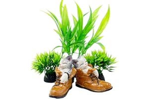 Smoothedo-Pets Lot de 10 plantes d'aquarium décoratives de petite taille/lot de 10 plantes artificielles en plastique pour petits aquariums/bols (chaton/herbe)