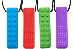 Tilcare Chew Chew - Collier à Macher Sensoriel pour Enfants Autistes - Silicone Durable et Sécurisé - Pendentif à Macher pour Garçons et Filles - Bleu, Vert, Violet, Rouge