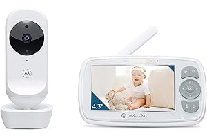 Motorola Nursery VM34 - Babyphone z kamerą - kolorowy ekran 4,3 cala - noktowizor na podczerwień - kołysanki, biały