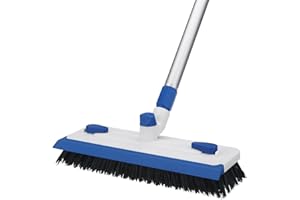 Qaestfy Balais Nettoyer Sol Brosse à Récurer avec Raclette 3 en 1 Brosse Joint Carrelage Brosse de Nettoyage avec Long Manche 140 cm pour Terrasse, Patio, Salle de Bain, Cuisine, Carreaux