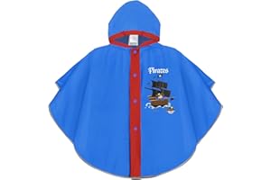 PERLETTI Impermeable Niños 3 4 5 6 Años con Bombero Rojo Azul - Chubasquero Infantiles con Capucha Botones a Presión - Ropa de Agua Detalles Reflectante Bomberito Apaga Incendio