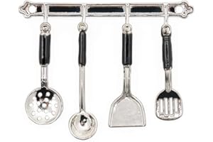 Odoria 1/12 Miniatura 4PZ Utensilio con Percha Cocina Accesorio para Casa de Muñecas