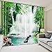 Produktbild Chlwx Bambus Vorhang Für Wohnzimmer Schlafzimmer Wasserfall Landschaft Lichtundurchlässige Vorhänge Bedruckte Küche Gardinen 260cmX400cm 2 Pieces