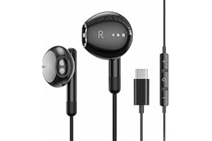 BENEWY Słuchawek USB C, kabel słuchawkowy USB typu C z mikrofonem i regulacją głośności, do Huawei, One Plus, Google, Samsunga, Xiaomi, lekkie słuchawki douszne ze słuchawkami USB C (Czarny)