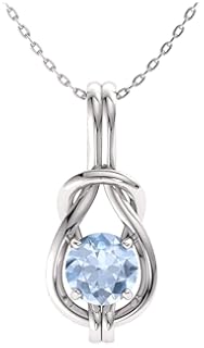 DiamondereNatural and Certified Gemstone Infinity Knot Solitaire Necklace in 9ct White Gold | Pendant with Chain