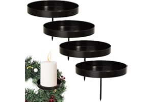 QIURUYUE QIUTUYUE 4 Stück Kerzenhalter für Stabkerzen und Adventskranz - 8 cm Schwarz Mit Spieß - Kerzenstecker und Kerzenstände